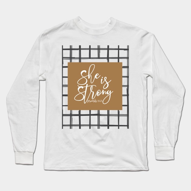 She Is Strong - Blk Long Sleeve T-Shirt by Lovelier By Mal